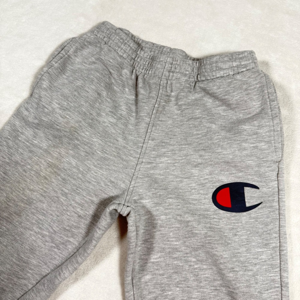 Kids Champion Gray Jogger Sweatpants Athletic Logo Size L